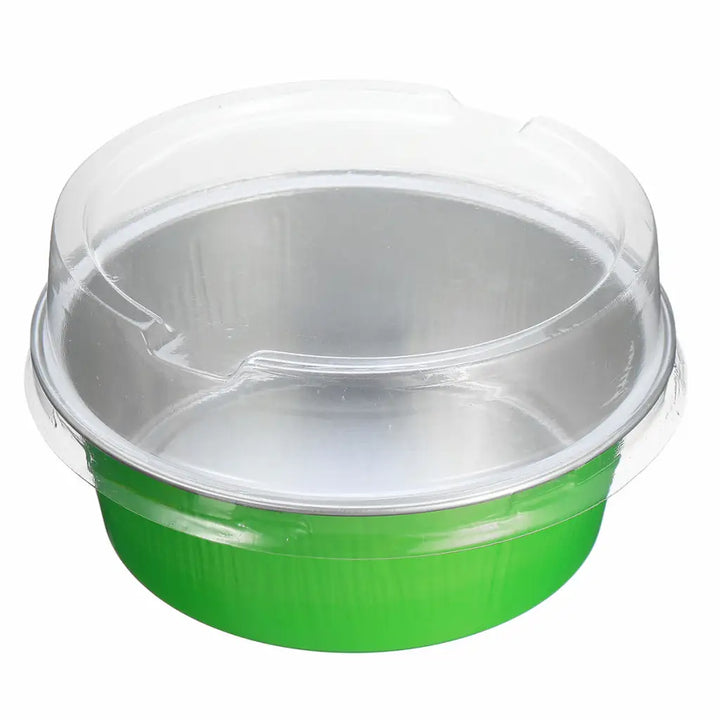 100Pcs/Set Round Aluminum Foil Cake Cup Reusable Baking Mold Muffin Case with Cover VORDEO