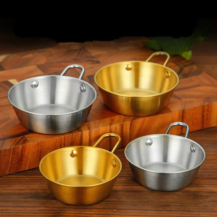 Round Rice Wine Bowl Handle Stainless Steel Food Cups