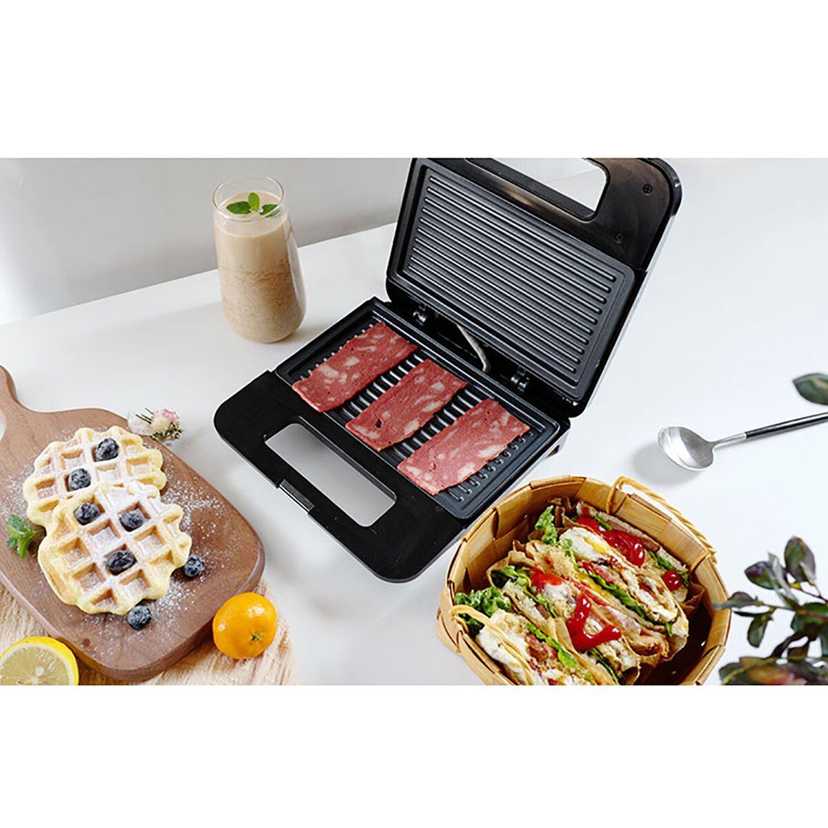 Sandwich Maker Waffle Meat Toaster Pan Non Stick Electric