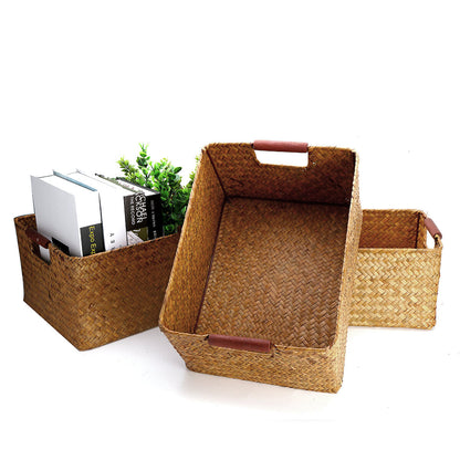Seaweed Woven Storage Basket Fruit Sundries Home Organizer