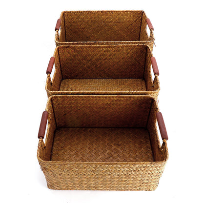 Seaweed Woven Storage Basket Fruit Sundries Home Organizer