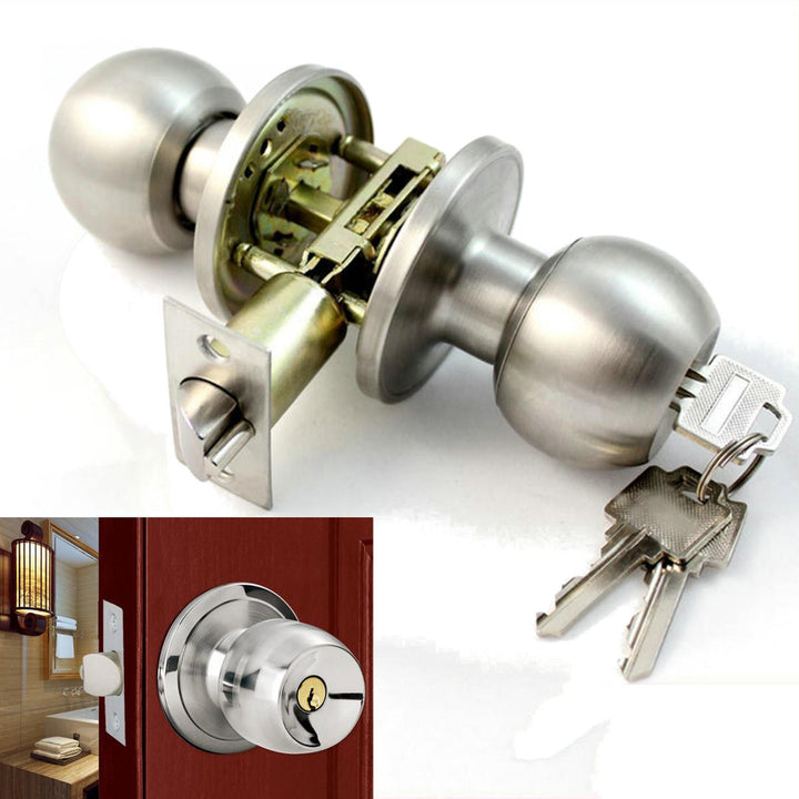 Stainless Steel Bathroom Round Door Knobs Set Handle