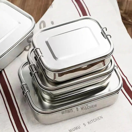 Stainless Steel Square Lunch Box - Sealed Compartment