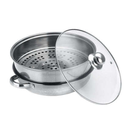 Steamer Cooker Pot Set Pan Cook Food Glass Lids Stainless