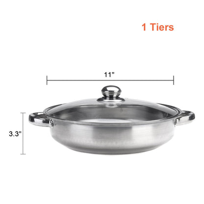 Steamer Cooker Pot Set Pan Cook Food Glass Lids Stainless