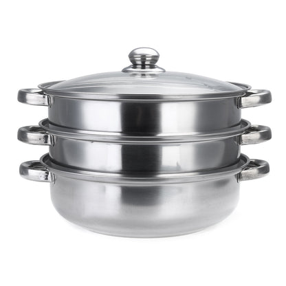 Steamer Cooker Pot Set Pan Cook Food Glass Lids Stainless