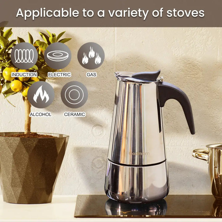Stovetop Espresso Maker Moka Pot Stainless Steel