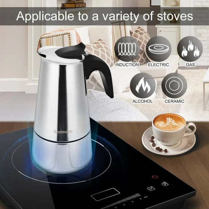 Stovetop Espresso Maker Moka Pot Stainless Steel
