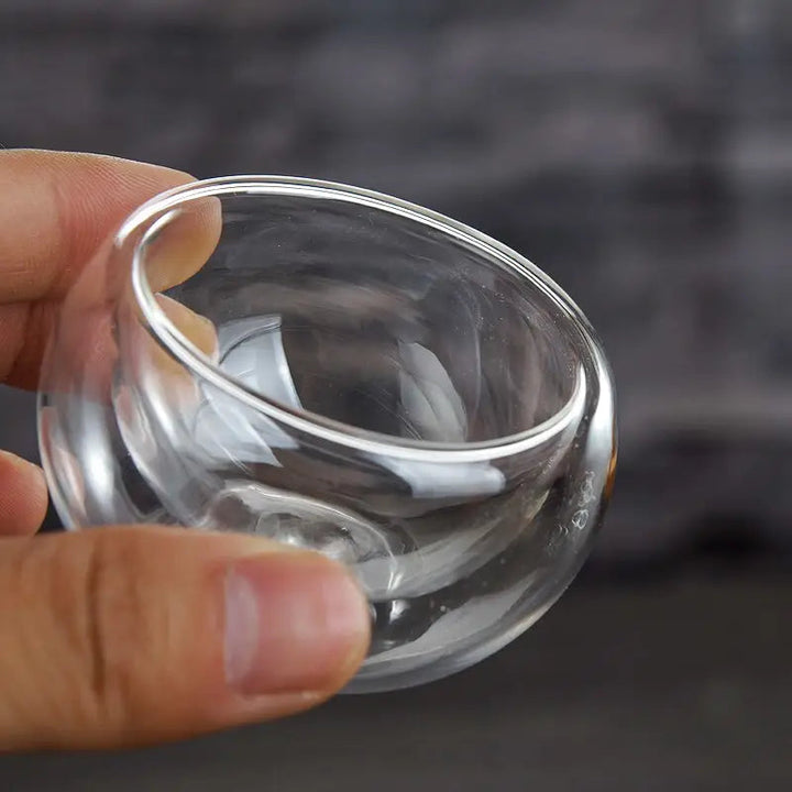 Transparent Double Layer Glass Tea Cup Set