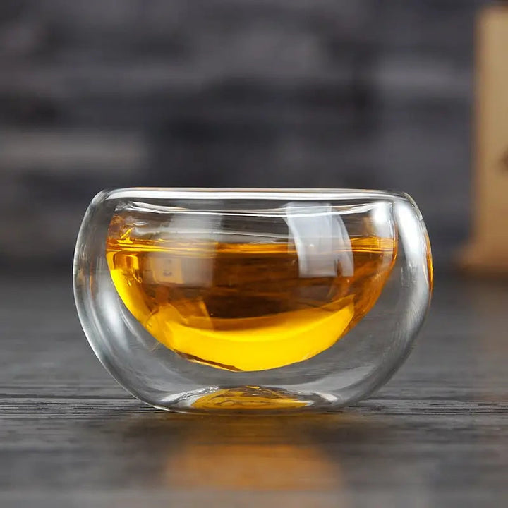 Transparent Double Layer Glass Tea Cup Set
