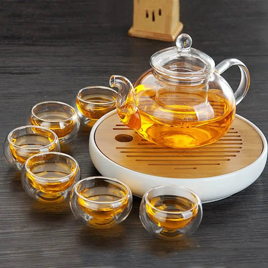 Transparent Double Layer Glass Tea Cup Set