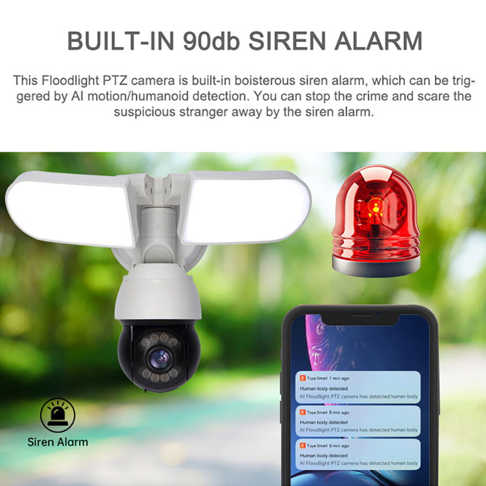 Tuya 1080p Wifi Security Camera Wireless Ai Floodlight