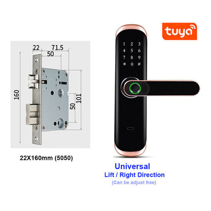 Tuya Wifi Fingerprint Smart Door Lock Inteligent Digital
