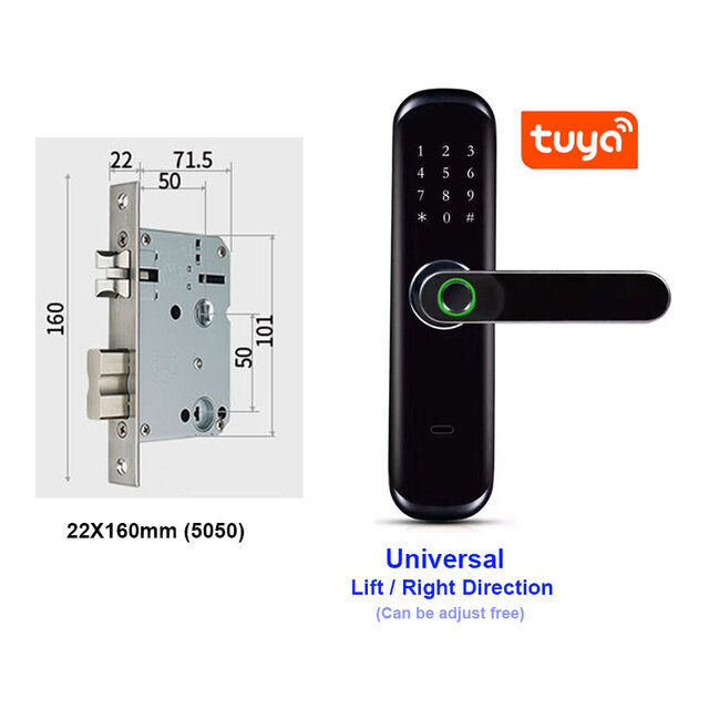 Tuya Wifi Fingerprint Smart Door Lock Inteligent Digital