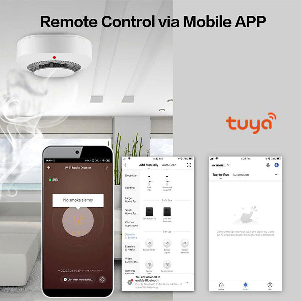 Tuya Wifi Smoke Sensor Fire Detection Alarm Smart Home