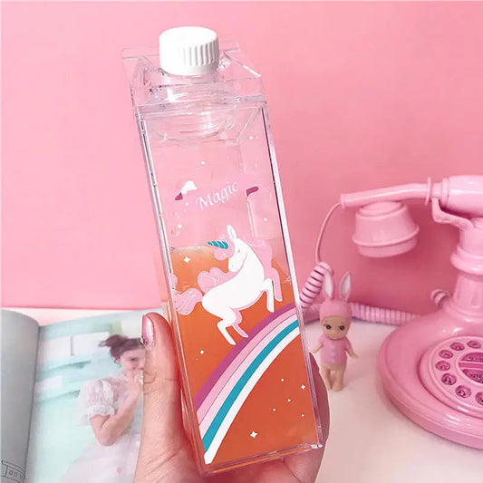 Unicorn Cartoon Water Bottle - 500ml Drink Box
