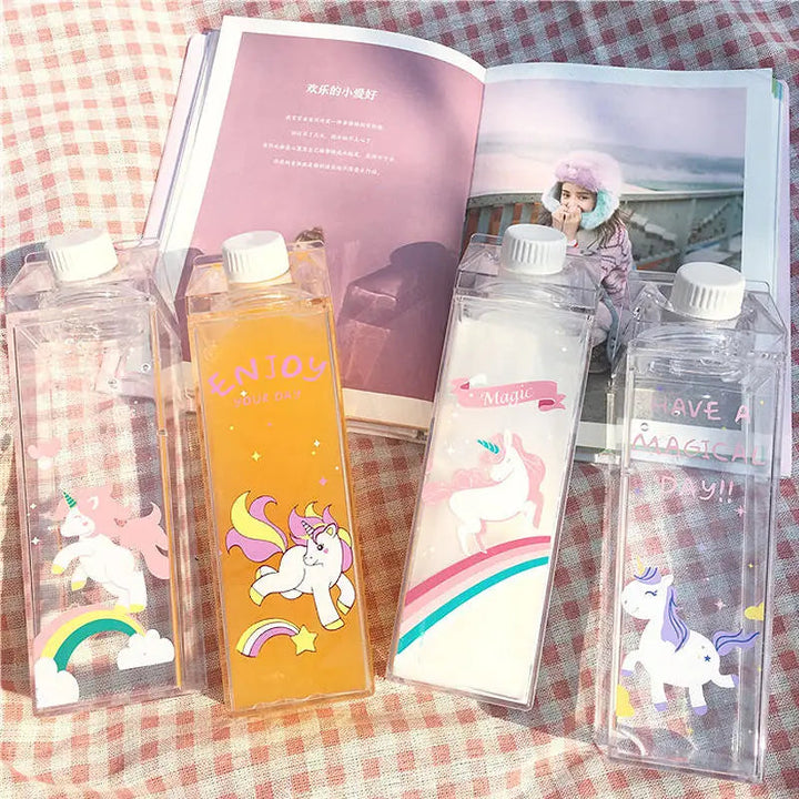 Unicorn Cartoon Water Bottle - 500ml Drink Box