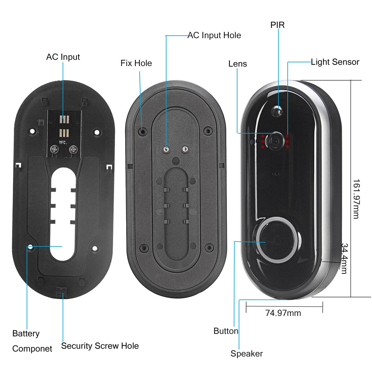 Video Doorbell Camera Wireless Wifi Security Phone Ring Door