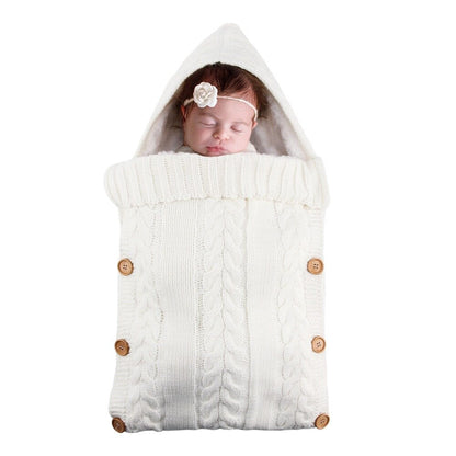 Winter Warm Infant Baby Sleeping Bag Button Knit Swaddle