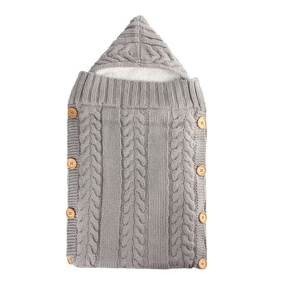 Winter Warm Infant Baby Sleeping Bag Button Knit Swaddle