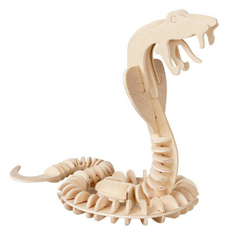 Wooden 3d Puzzle Jigsaw Dragon Snake Animal Shaped Puzzles