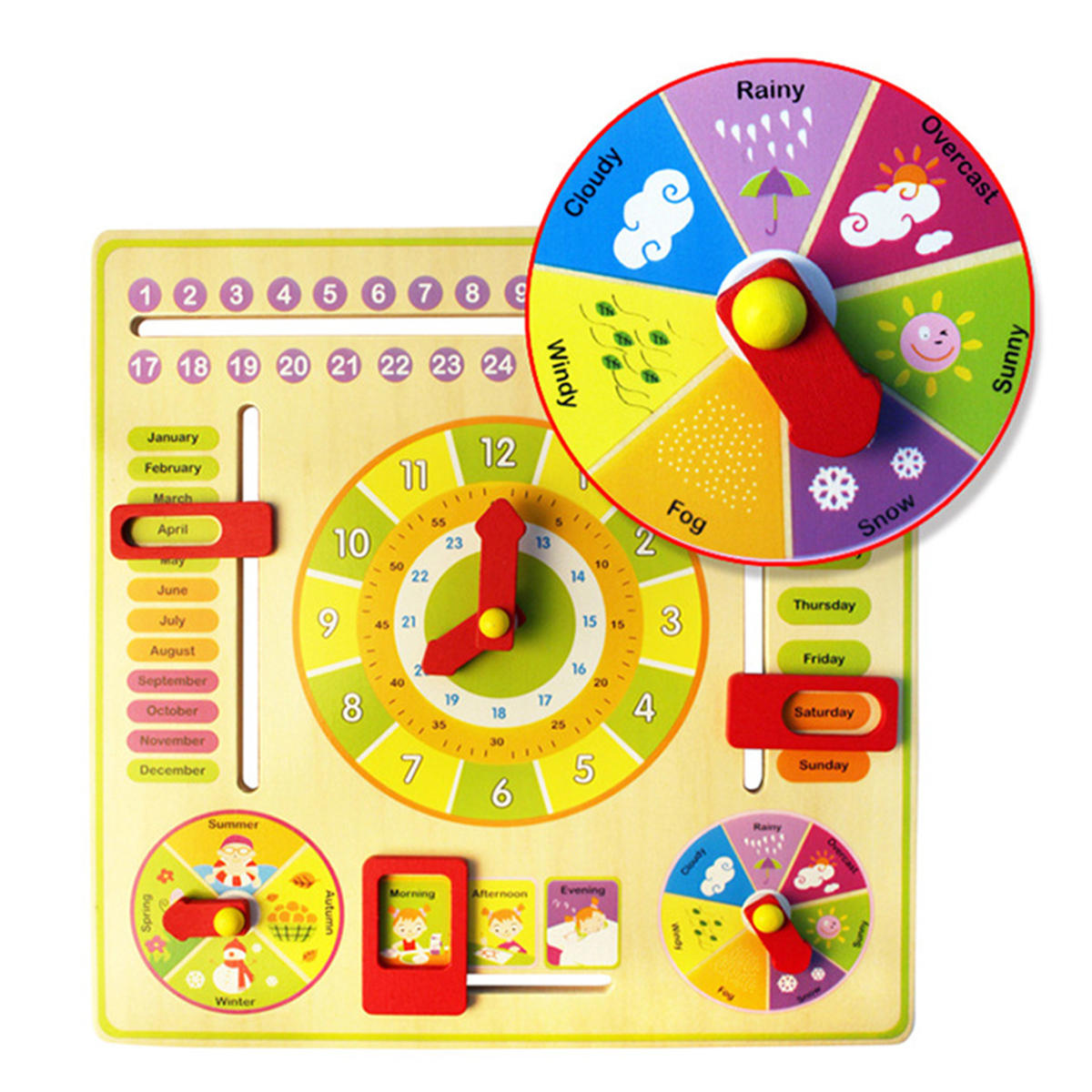 Wooden Multifunction Learning Clock Toy Alarm Calendar