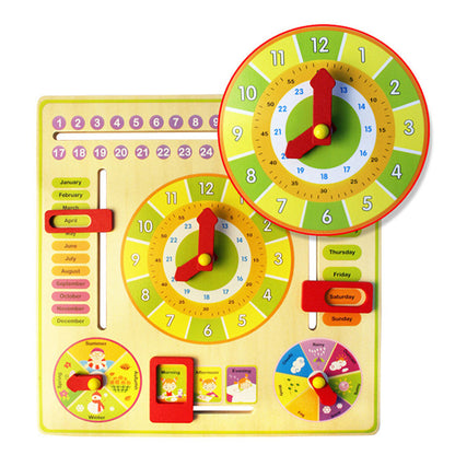 Wooden Multifunction Learning Clock Toy Alarm Calendar