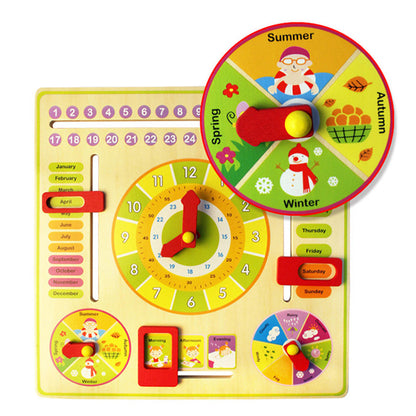 Wooden Multifunction Learning Clock Toy Alarm Calendar