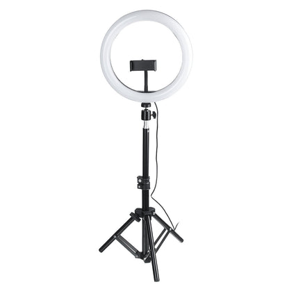 10 Inch Dimmable LED Ring Light Photo Selfie Fill Light with Tripod Adjustable Phone Holder Tripod Head for Makeup Live Broadcast Video Shooting