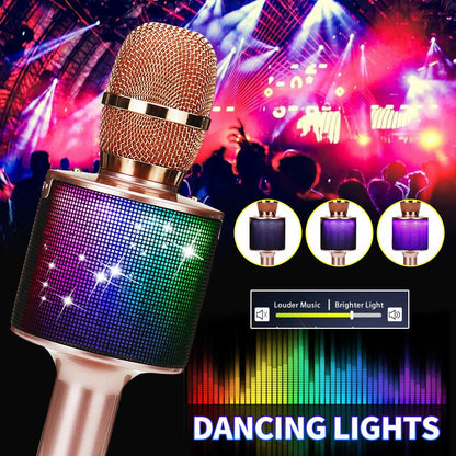 Bakeey D03 Wireless Microphone bluetooth Speaker HIFI TF Card AUX-In Luminous 2600mAh Music Player Recorder for K Songs Karaoke KTV Singing