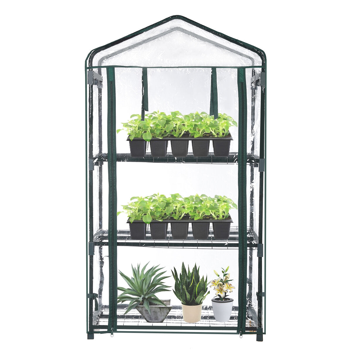 3 Tier 27X19X50" PVC Garden Greenhouse Cover Waterproof Protects Plants Flowers Planting Heat Proof Cold Proof