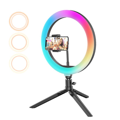 BlitzWolf BW-SL5 10inch RGB LED Ring Light Dimmable Selfie Ring Lamp for YouTube Tiktok Live Stream Makeup With Tripod Phone Holder