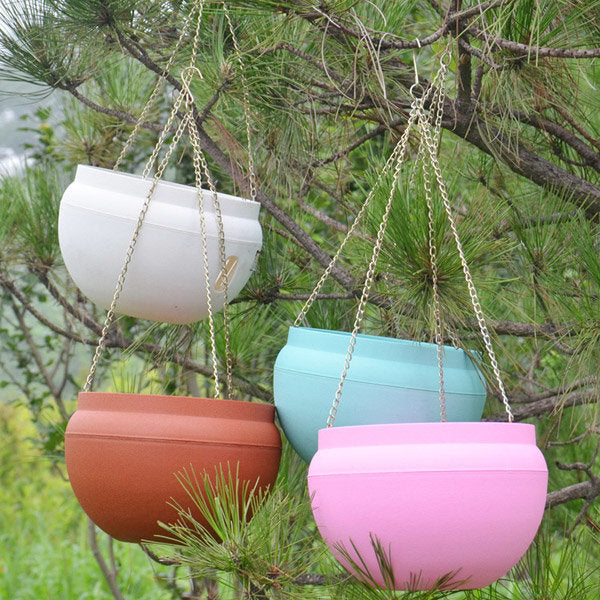 Plastic Hanging Planter Pot Home Yard Hanging Flowers Baskets With Chain