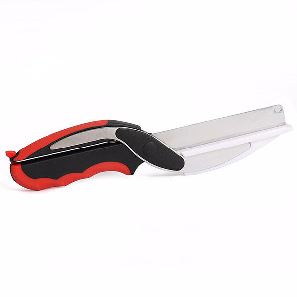 Colorful  2 In1 Vegetable Food Scissor And Cutting Board Stainless Steel Cutter Knife