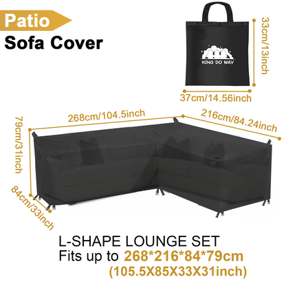KING DO WAY Waterproof Patio Sofa Cover UV-resistant Snow Protection Tear-resistant Sofa Cover