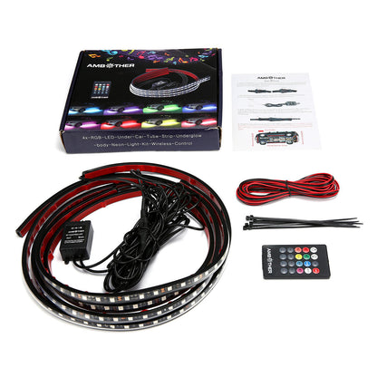 AMBOTHER LED Car Foot Ambient Light Wireless Music Voice Control RGB Decorative Atmosphere Lamp