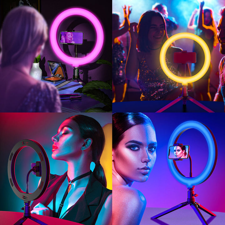 BlitzWolf BW-SL5 10inch RGB LED Ring Light Dimmable Selfie Ring Lamp for YouTube Tiktok Live Stream Makeup With Tripod Phone Holder
