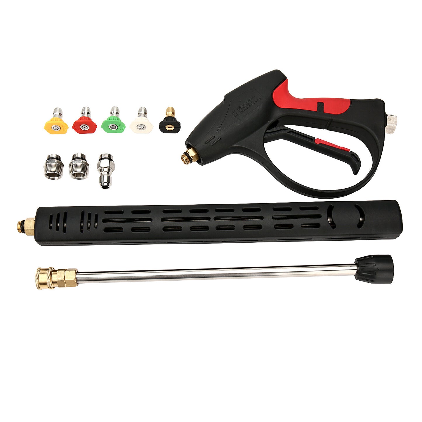 MATCC Pressure Washer Guun 4000PSI High Power Washer Guun with Replacement Extension Wand 1/4'' Quick Connect, M22-14/15 and 3/8'' Fitting Adapters, 5 Pressure Washer Nozzle Tips, 40 Inch