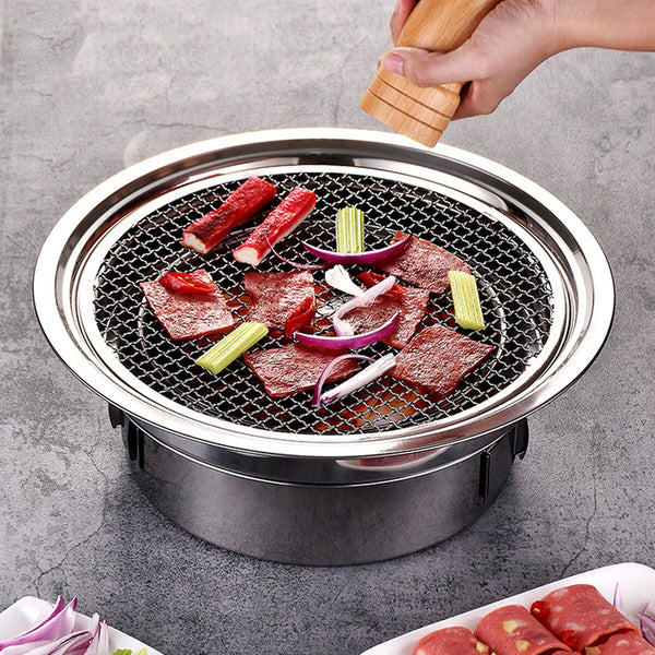 Stainless Steel Charcoal BBQ Grill Non-stick Barbecue Grill Outdoor Camping Picnic Cooking Stove