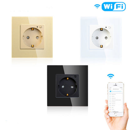 Moeshouse  WiFi Smart Wall Socket Outlet Glass Panel Smart Life/Tuya APP Remote Control EU FR UK AU