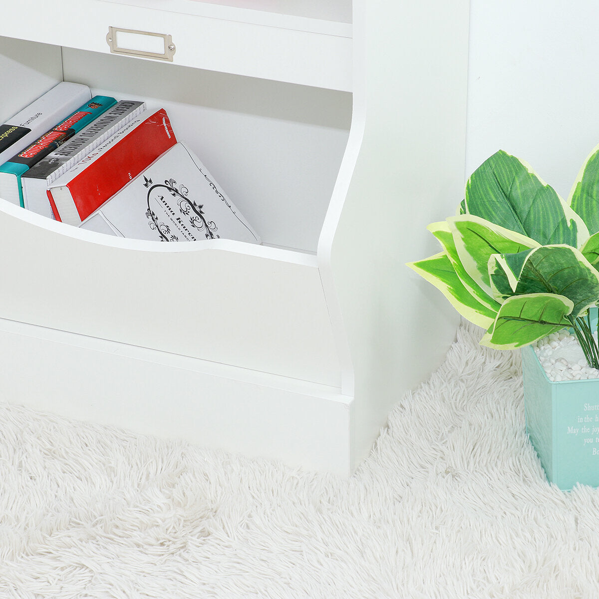 Insma Wooden 4 Cube Storage Organizer Kids Bookcase Bookshelves Storage Organizer for Home Bedroom White
