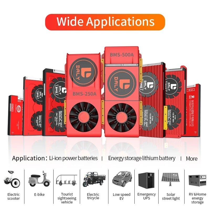 DALY BMS 14S 48V 150A 200A 250A Bluetooth 485 to USB Device CAN NTC UART Software Li-on Battery Protection Board BMS with Fan