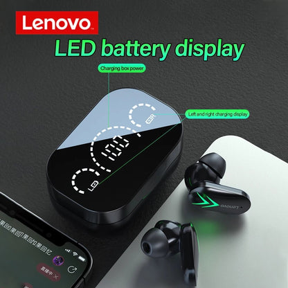 Lenovo XT82 TWS bluetooth 5.1 Earphone Gaming Headset Low Latency LED Power Display 13mm Large Driver Stereo Bass Earphone with Mic
