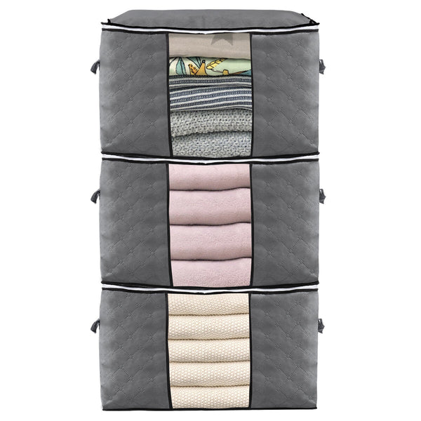 3 Pcs Clothes Storage Bag Zip Organizer Boxes Pillows Quilt Bedding Bag Luggage Bag