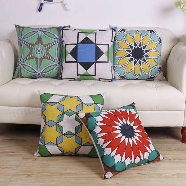 Geometric Linen Cotton Hexagonal Throw Pillow Case Square Sofa Car Office Cushion Cover