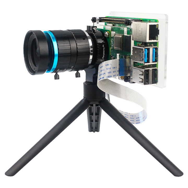 Caturda C2702 Tranparent Protective Case + Bracket Support HoldingIMX477R Camera Module for Raspberry Pi