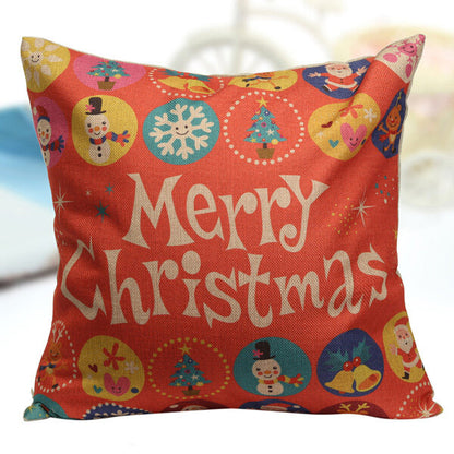 Christmas Linen Cotton Throw Pillow Case Home Sofa Car Square Cushion Cover