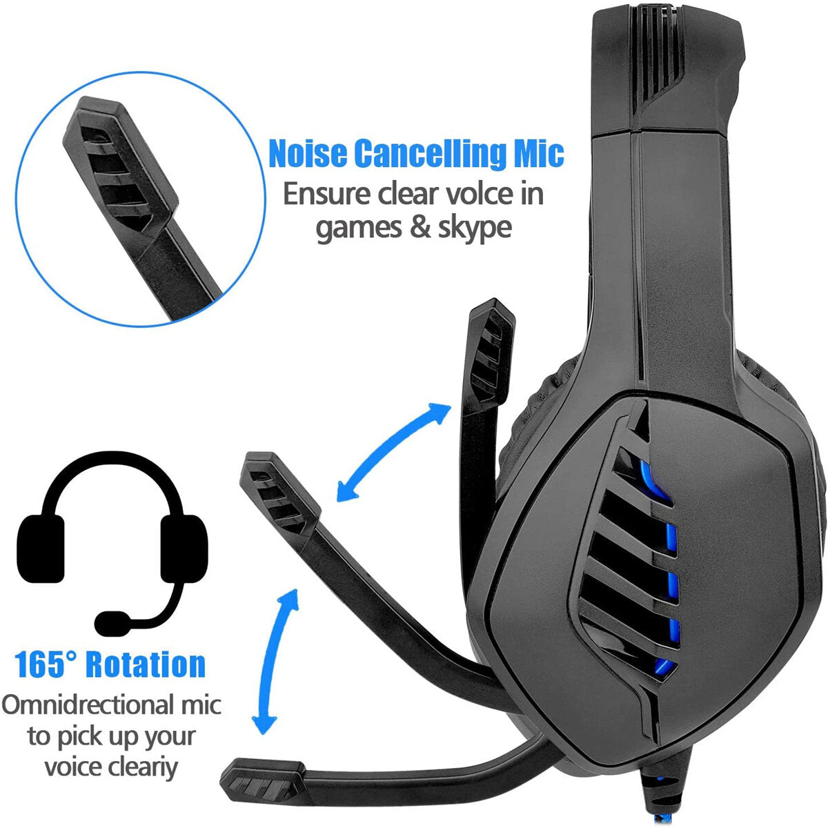 Bakeey J1 Wired Earphone HIFI Stereo Noise Reduction Dynamic 50mm Speaker Headphones Luminous Adjustable Gaming Headset with Mic