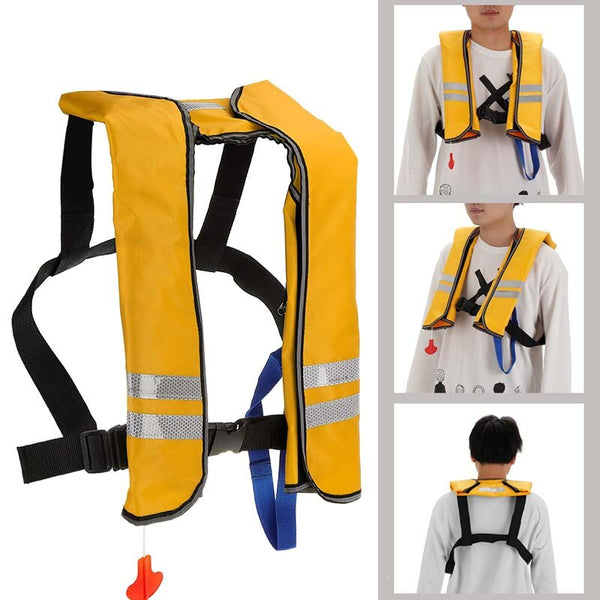 Automatic Inflatable Life Jacket Inflation Adult Survival Aid Vest With Luminous Film Super Floating Swimwear Water Sport Swimming Fishing Snorkel Survival Jacket