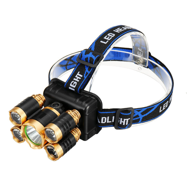 5 LEDs Ultra Bright  90 Rotatable LED Headlight Long Shoot Head Lamp For Hunting Fishing Camping Worker